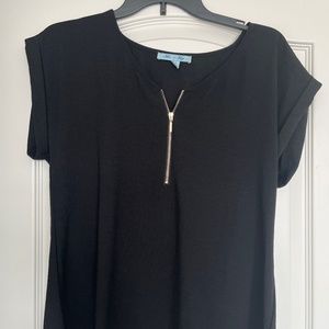 She + Sky cuffed sleeve zipper top